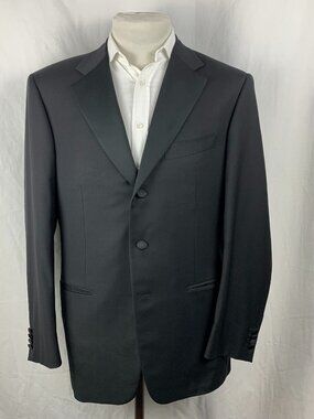 Pal Zileri Black Wool Tuxedo Dinner Jacket Blazer 50R Made in Italy Formal
